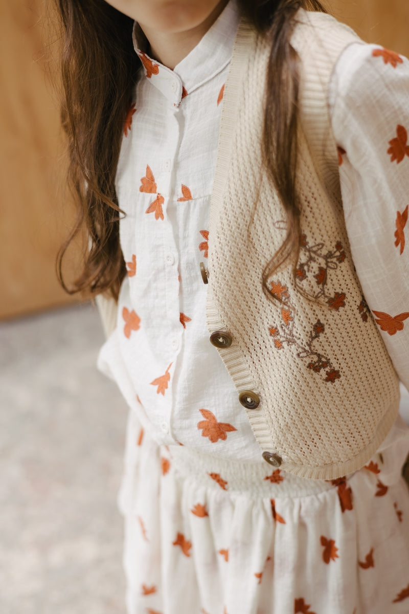 Shirt Wit met bloemen | AOP Orange Flower
