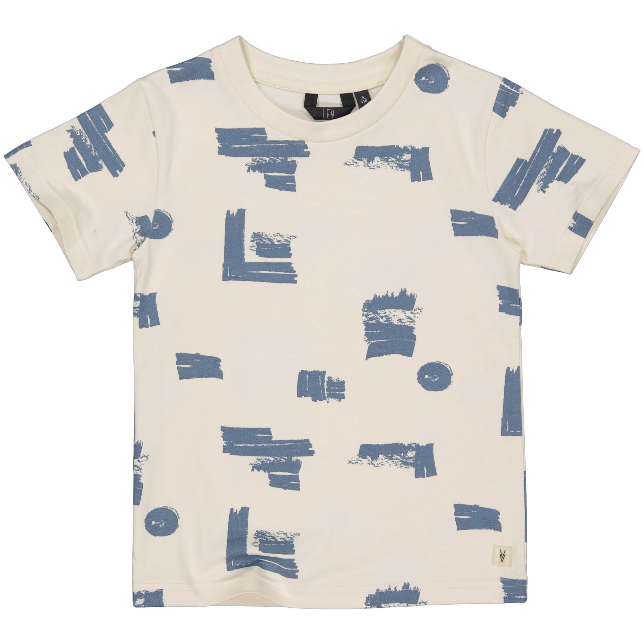 Shirt beige met blauw | AOP Blue Sketch
