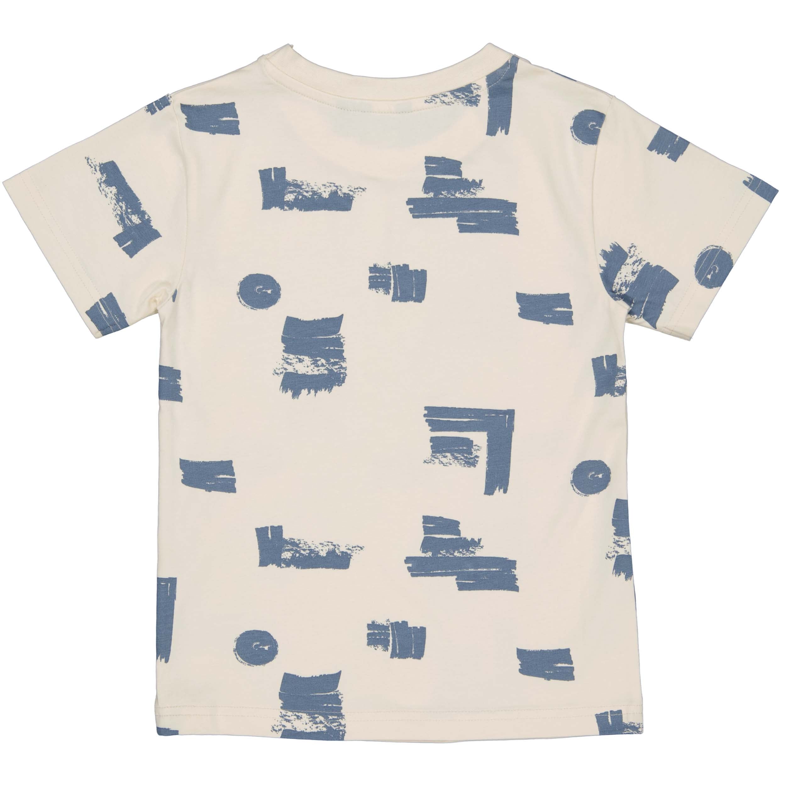Shirt beige met blauw | AOP Blue Sketch