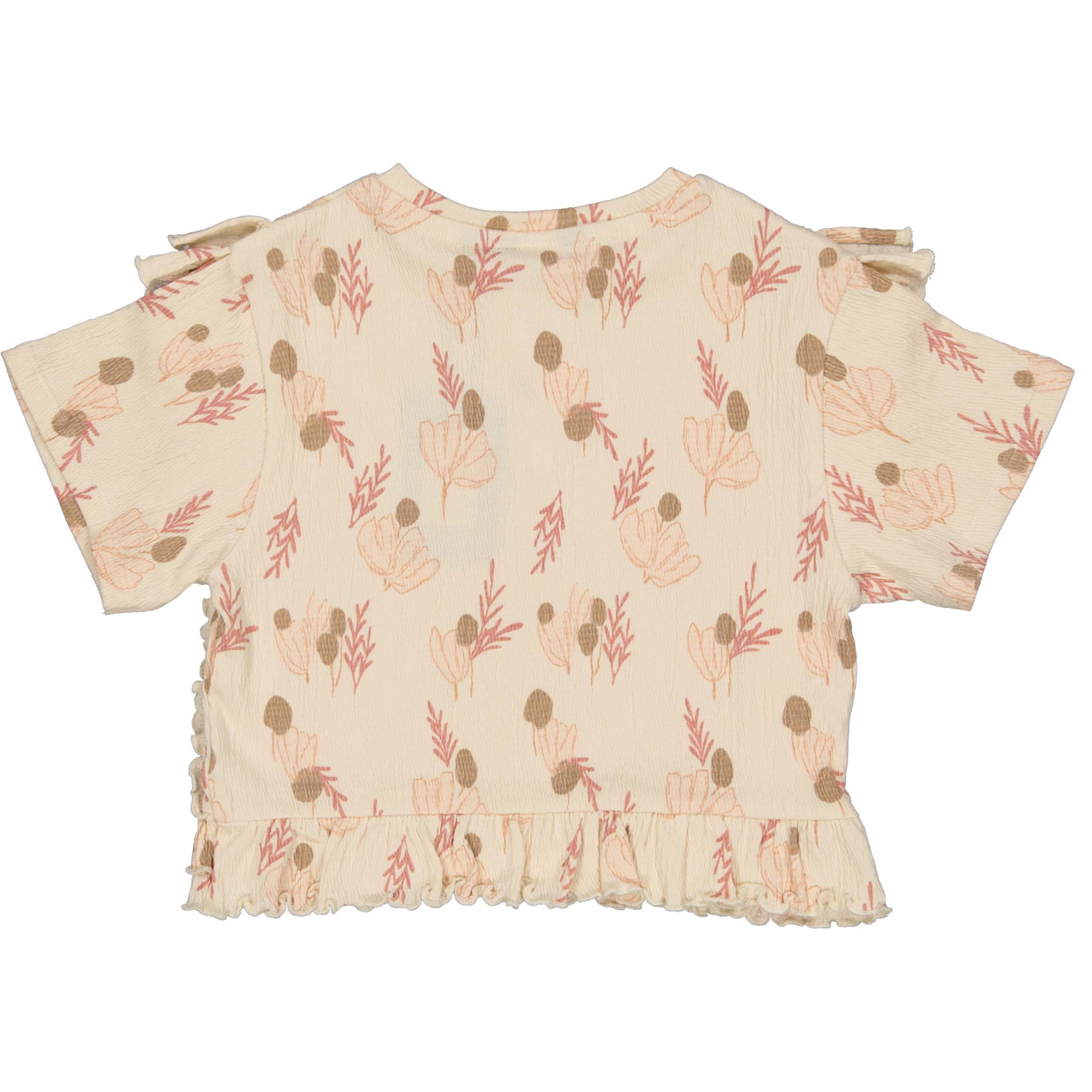 Shirt Cream with flowers | AOP Pink Leaves