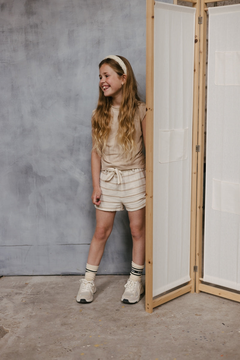 Broek Beige | AOP Taupe Stripe