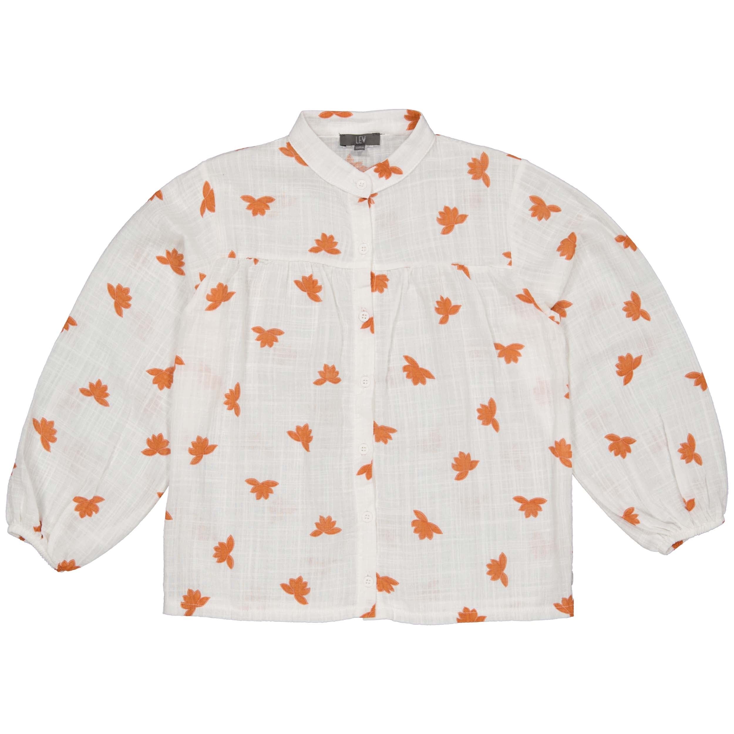 Shirt White with flowers | AOP Orange Flower