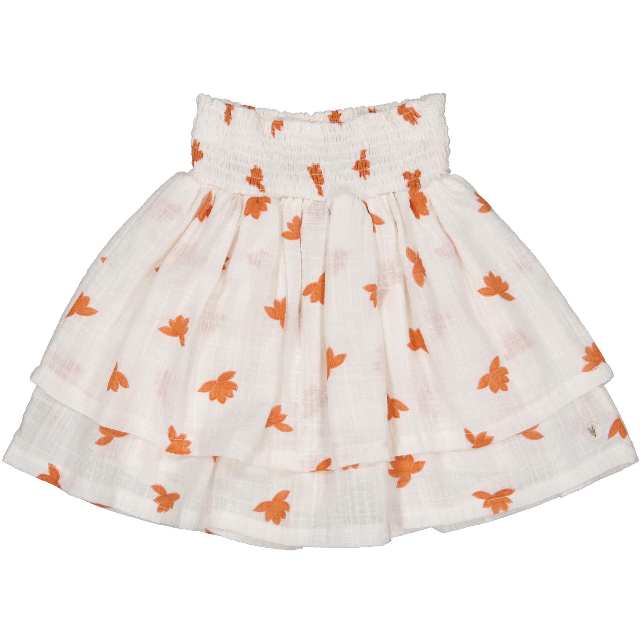 Skirt White with flowers | AOP Orange Flower