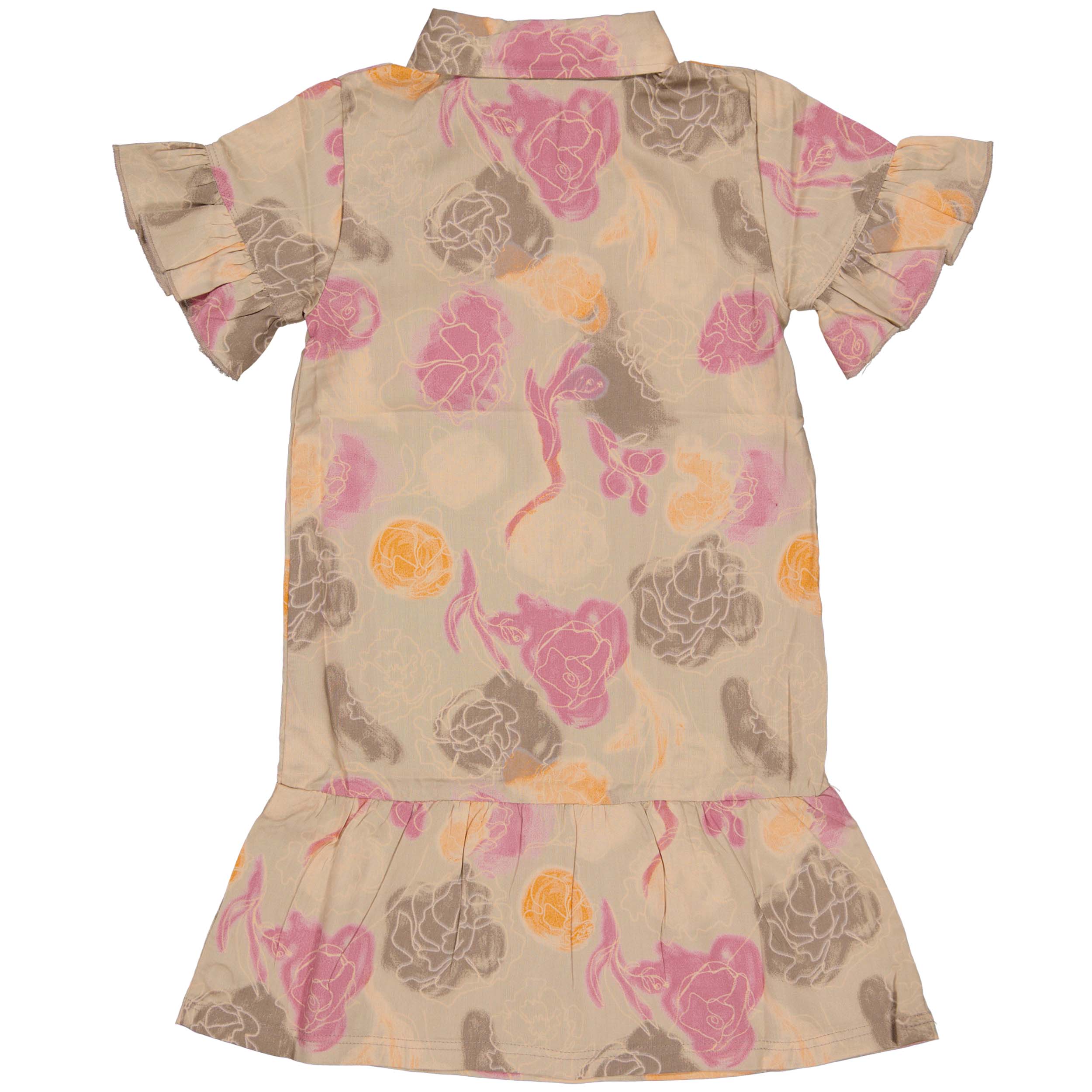 Jurk Créme met bloemen | AOP Sand Flower