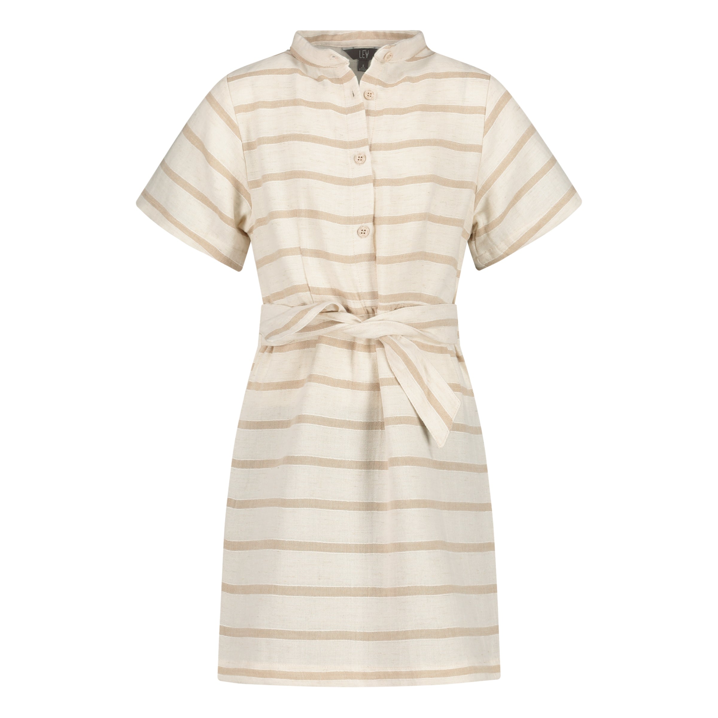 Dress Beige | AOP Taupe Stripe