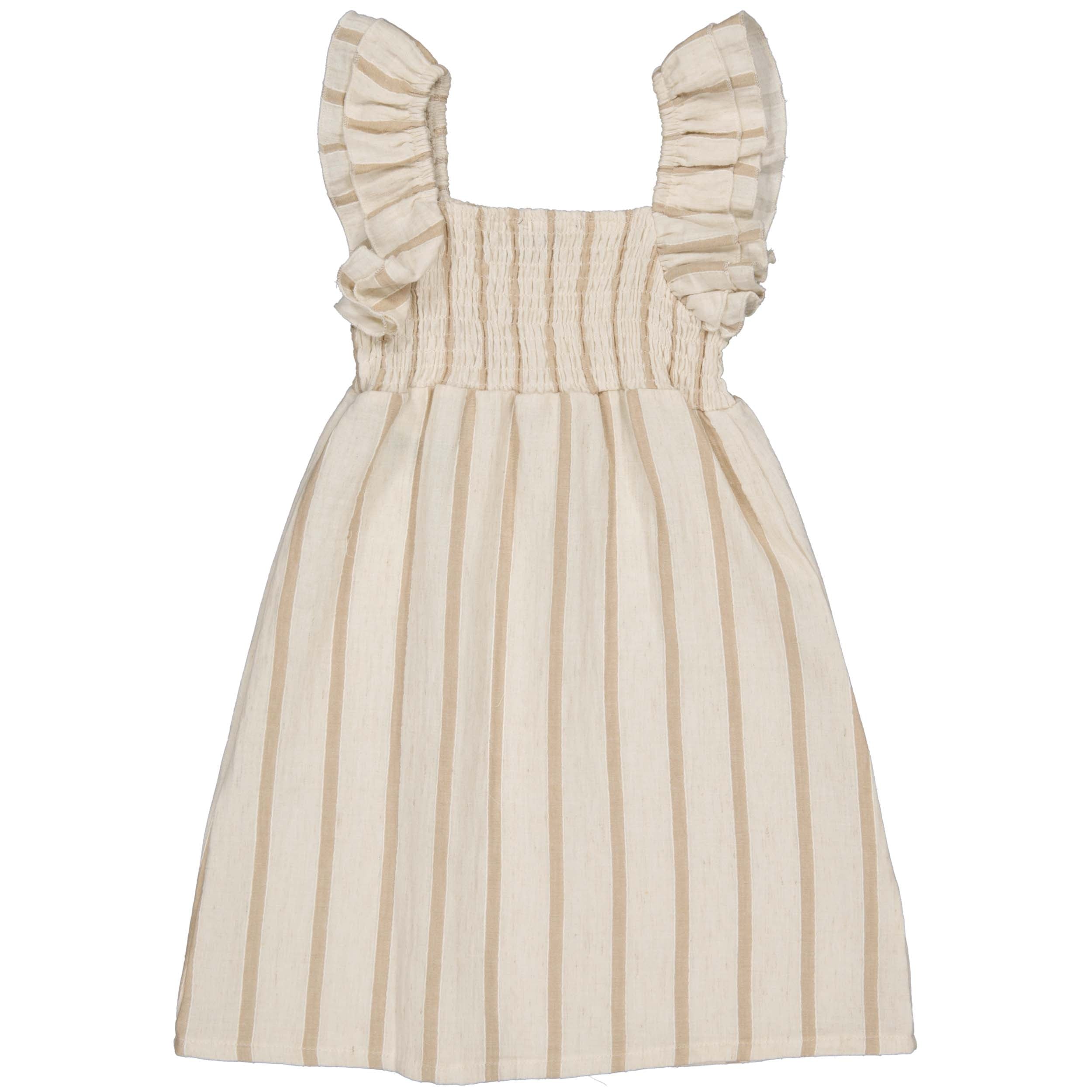 Dress Beige | AOP Taupe Stripe