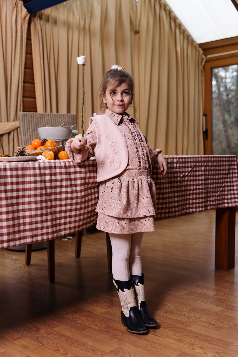 Blouse all over print | AOP Pink Leaves
